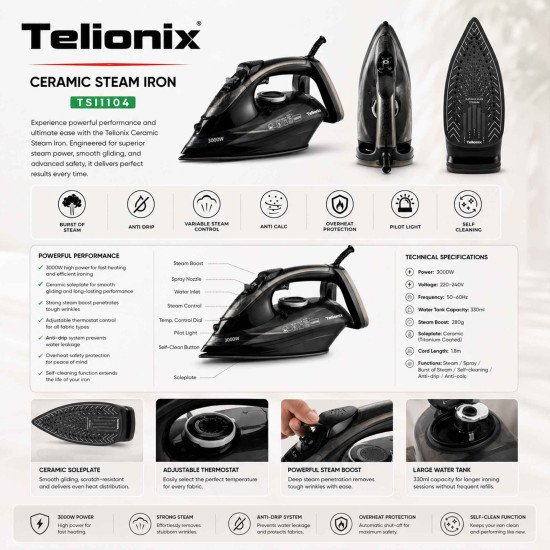 TSI1104 TELIONIX STEAM IRON