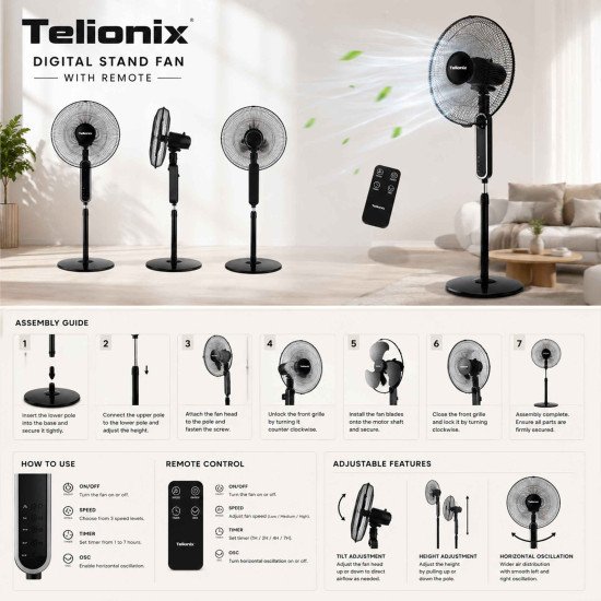 TSF2201 TELIONIX STAND FAN