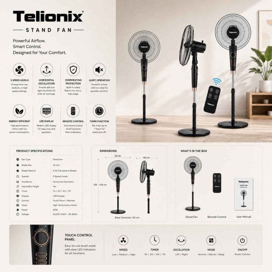 TSF2204 TELIONIX STAND FAN