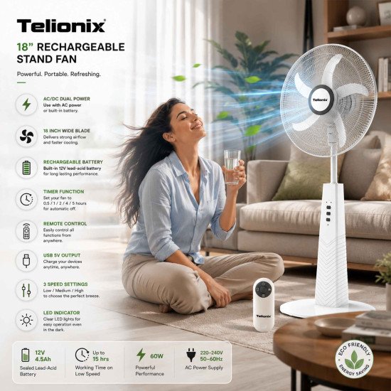 TSF2251 TELIONIX RECHARGEABLE STAND FAN