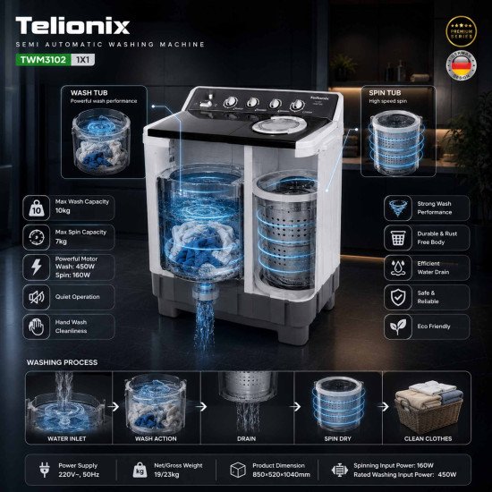 TWM3102 TELIONIX WASHING MACHINE