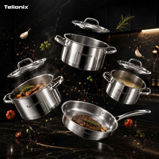 TSC3626 TELIONIX S/S COOKWARE SET 8PCS