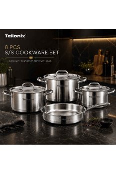 TSC3626 TELIONIX S/S COOKWARE SET 8PCS