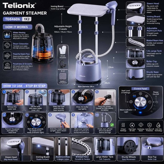 TGS4606 TELIONIX GARMENT STEAMER