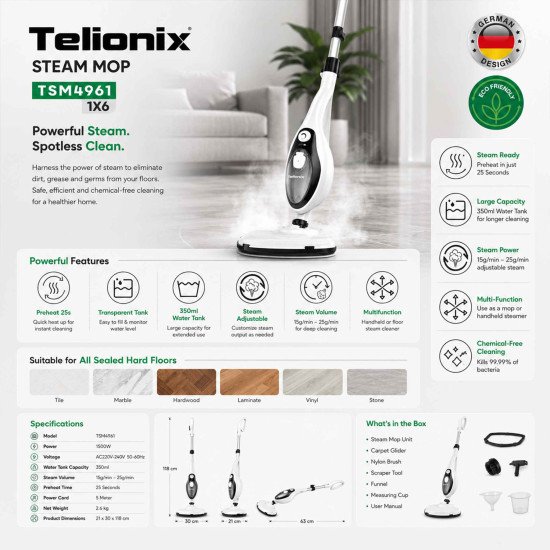 TSM4961 TELIONIX STEAM MOP