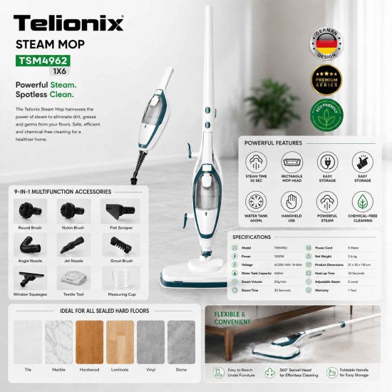 TSM4962 TELIONIX STEAM MOP